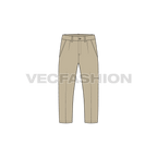 Mens slim fit capri length pants flat sketch, front view