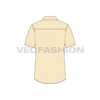 Mens slim fit casual shirt flat sketch, back view