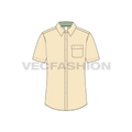 Mens slim fit casual shirt flat sketch, front view