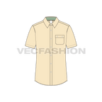 Mens slim fit casual shirt flat sketch, front view