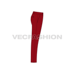 Mens slim fit chinos flat sketch, side view