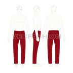 Mens slim fit chinos flat sketch, croqui sketch