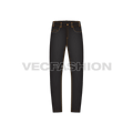 Mens slim fit denim jeans, black flat sketch, front view