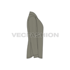 Mens slim fit formal shirt flat sketch, side view