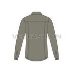 Mens slim fit formal shirt flat sketch, back view