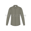 Mens slim fit formal shirt flat sketch, front view