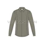 Mens slim fit formal shirt flat sketch, front view