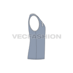 Mens slim fit gym tank flat sketch, side view