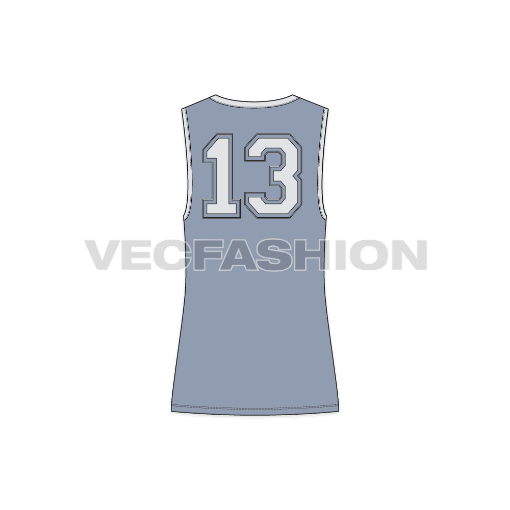 Mens slim fit gym tank flat sketch, back view