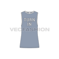 Mens slim fit gym tank flat sketch, front view