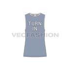 Mens slim fit gym tank flat sketch, front view