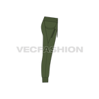Mens slim fit joggers flat sketch, side view