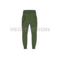 Mens slim fit joggers flat sketch, front view