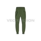 Mens slim fit joggers flat sketch, front view