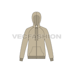 Mens slim fit raglan sleeved hoodie flat sketch, front view