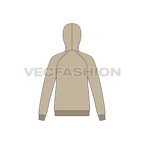 Mens slim fit raglan sleeved hoodie flat sketch, back view