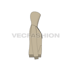Mens slim fit raglan sleeved hoodie flat sketch, side view