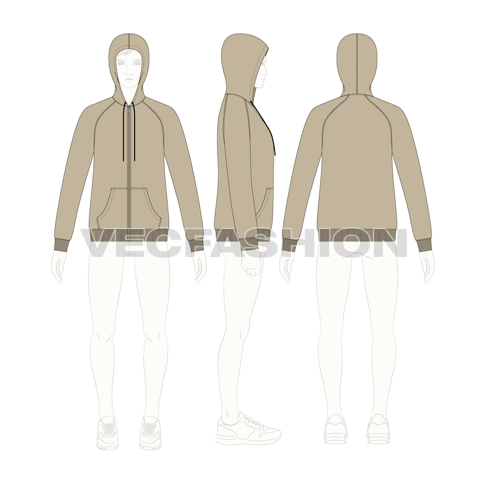 Men's Slim Fit Raglan Sleeved Hoodie - VecFashion