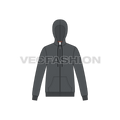 Mens slim fit set-in sleeved hoodie flat sketch, front view