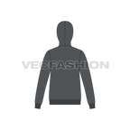 Mens slim fit set-in sleeved hoodie flat sketch, back view