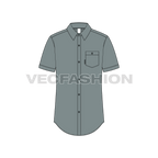 Mens slim fit shirt, curved hem flat sketch, front view