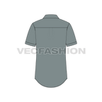 Mens slim fit shirt, curved hem flat sketch, back view