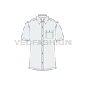 Mens slim fit shirt, straight hem flat sketch, front view