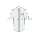 Mens slim fit shirt, straight hem flat sketch, front view