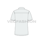 Mens slim fit shirt, straight hem flat sketch, back view