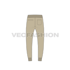 Mens slim fit track pants flat sketch, back view