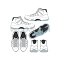 Mens sneakers, air jordan 11 style flat sketch
