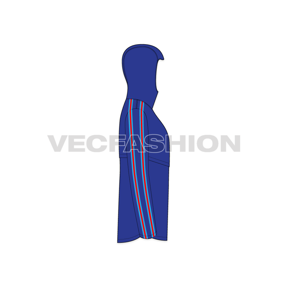 Mens Snow and Ski Jacket flat sketch, side view