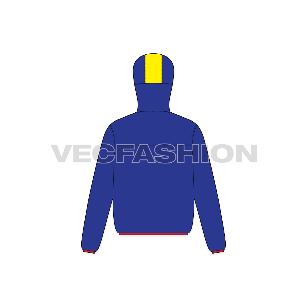 Mens Soft Shell Jacket flat sketch, back view