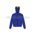 Mens Soft Shell Jacket flat sketch, front view