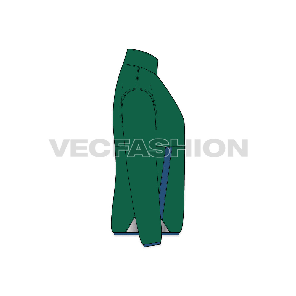 Mens Soft Shell Windbreaker Jacket flat sketch, side view
