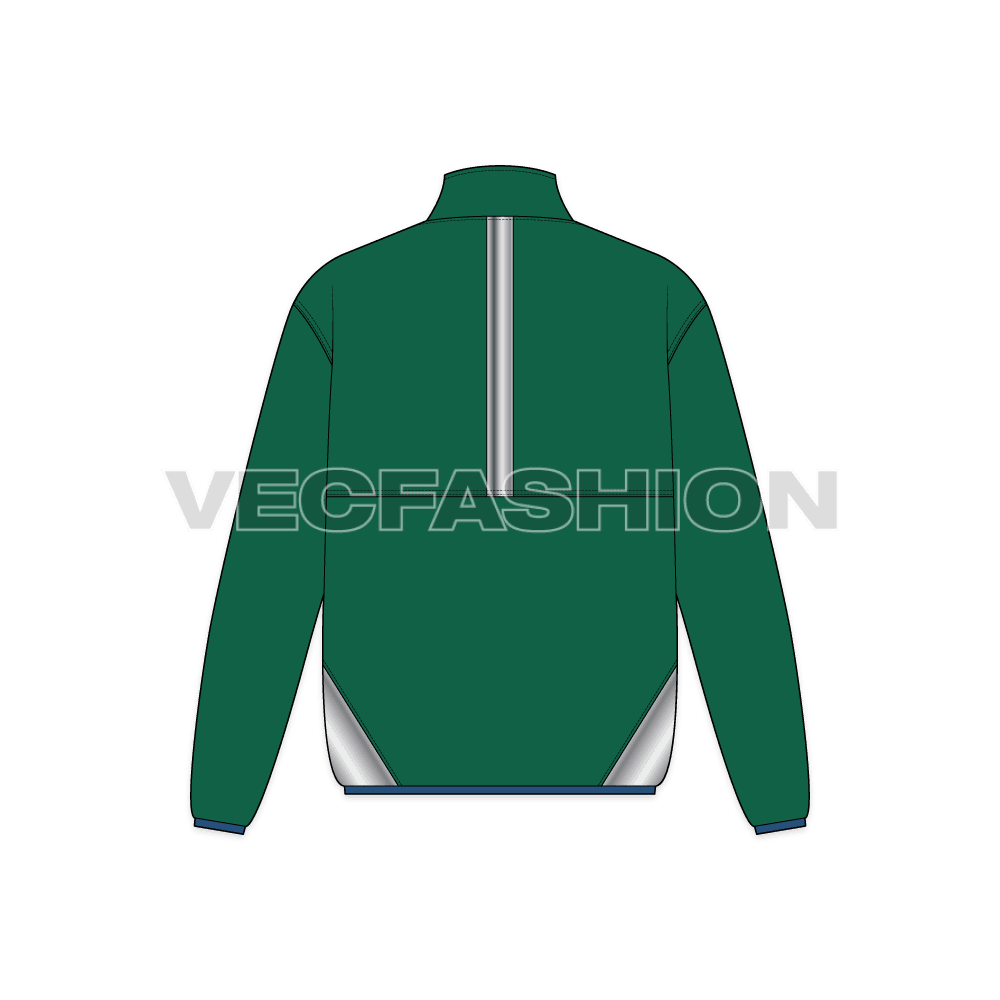 Mens Soft Shell Windbreaker Jacket flat sketch, back view