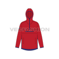 Mens Sport Anorak Jacket flat sketch, front view