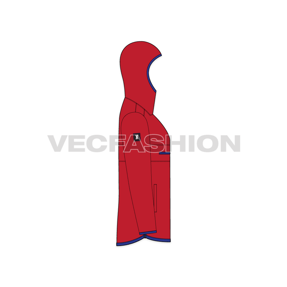 Mens Sport Anorak Jacket flat sketch, side view