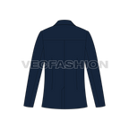 Mens Navy Blue Sport Blazer flat sketch, back view