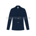 Mens Navy Blue Sport Blazer flat sketch, front view
