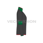 Mens sport fleece jacket flat sketch, side view
