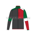 Mens sport fleece jacket flat sketch, front view