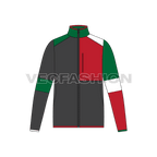 Mens sport fleece jacket flat sketch, front view