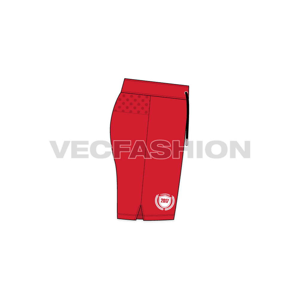 Mens sport football shorts flat sketch, side view