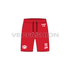 Mens sport football shorts flat sketch, front view