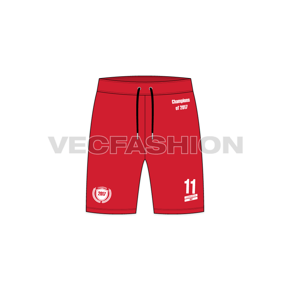 Mens sport football shorts flat sketch, front view