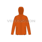 Mens Sport Hooded Jacket flat sketch, front view