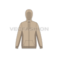 Mens sport hoodie flat sketch, front view
