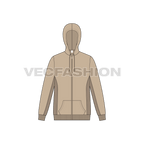 Mens sport hoodie flat sketch, front view