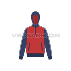 Mens sport hoodie fashion flat flat sketch, front view
